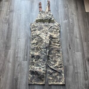 Vintage Carhartt Duck Hunter Camo Overalls Mens Distressed Workwear Bibs 38x30
